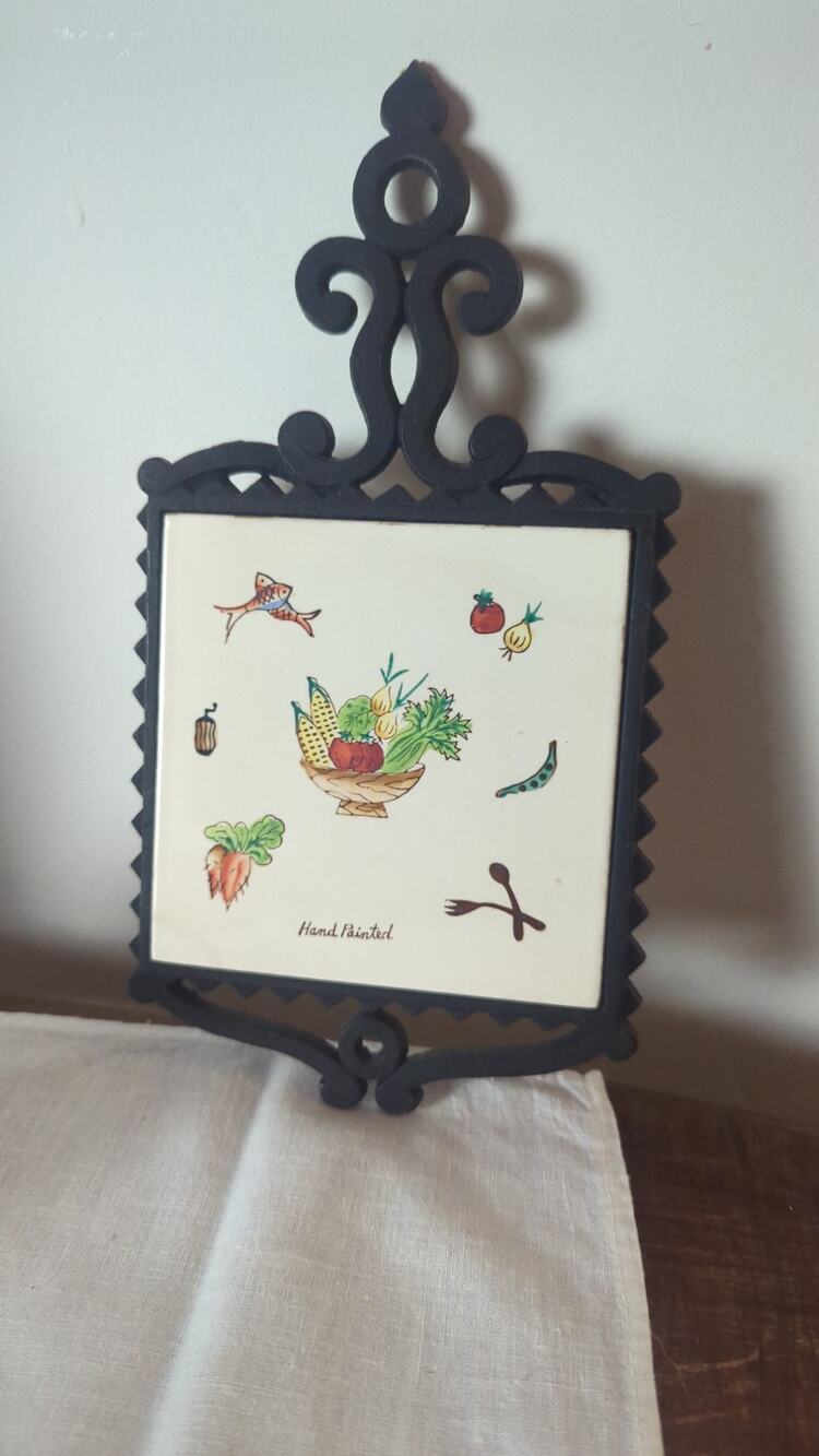 Vintage Made in Japan Hand Painted Tile Mid-Century Farmhouse Kitchen Decor